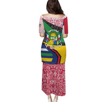 Central African Republic Puletasi with Multicolor Tribal Design and National Emblem - Wonder Print Shop