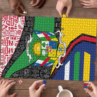Central African Republic Puzzle with Multicolor Tribal Design and National Emblem - Wonder Print Shop
