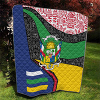 Central African Republic Quilt with Multicolor Tribal Design and National Emblem - Wonder Print Shop