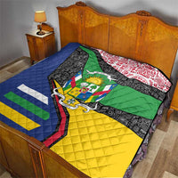 Central African Republic Quilt with Multicolor Tribal Design and National Emblem - Wonder Print Shop