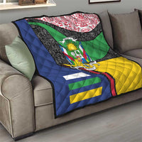 Central African Republic Quilt with Multicolor Tribal Design and National Emblem - Wonder Print Shop