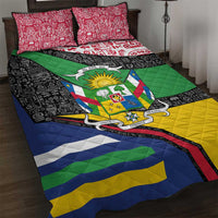 Central African Republic Quilt Bed Set with Multicolor Tribal Design and National Emblem - Wonder Print Shop