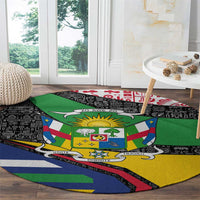 Central African Republic Round Carpet with Multicolor Tribal Design and National Emblem - Wonder Print Shop
