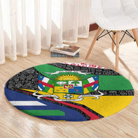 Central African Republic Round Carpet with Multicolor Tribal Design and National Emblem - Wonder Print Shop