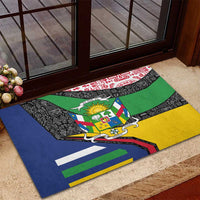 Central African Republic Rubber Doormat with Multicolor Tribal Design and National Emblem - Wonder Print Shop