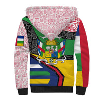 Central African Republic Sherpa Hoodie with Multicolor Tribal Design and National Emblem - Wonder Print Shop