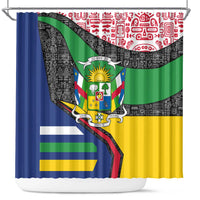 Central African Republic Shower Curtain with Multicolor Tribal Design and National Emblem - Wonder Print Shop