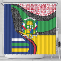 Central African Republic Shower Curtain with Multicolor Tribal Design and National Emblem - Wonder Print Shop