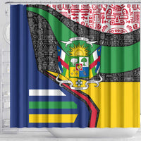 Central African Republic Shower Curtain with Multicolor Tribal Design and National Emblem - Wonder Print Shop