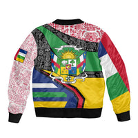 Central African Republic Sleeve Zip Bomber Jacket with Multicolor Tribal Design and National Emblem - Wonder Print Shop