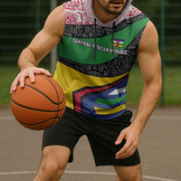 Central African Republic Sleeveless Hoodie with Multicolor Tribal Design and National Emblem - Wonder Print Shop