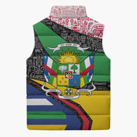 Central African Republic Sleeveless Puffer Jacket with Multicolor Tribal Design and National Emblem - Wonder Print Shop