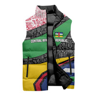 Central African Republic Sleeveless Puffer Jacket with Multicolor Tribal Design and National Emblem - Wonder Print Shop