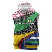 Central African Republic Sleeveless Zip Hoodie with Multicolor Tribal Design and National Emblem - Wonder Print Shop