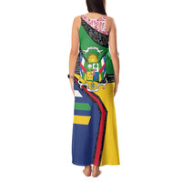 Central African Republic Tank Maxi Dress with Multicolor Tribal Design and National Emblem - Wonder Print Shop