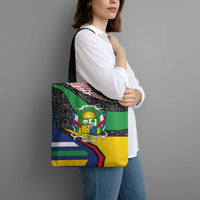 Central African Republic Tote Bag with Multicolor Tribal Design and National Emblem - Wonder Print Shop