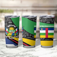 Central African Republic Tumbler Cup with Multicolor Tribal Design and National Emblem - Wonder Print Shop