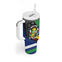 Central African Republic Tumbler With Handle with Multicolor Tribal Design and National Emblem - Wonder Print Shop