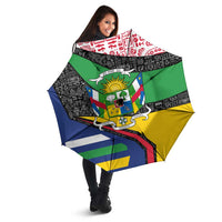Central African Republic Umbrella with Multicolor Tribal Design and National Emblem - Wonder Print Shop
