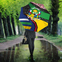Central African Republic Umbrella with Multicolor Tribal Design and National Emblem - Wonder Print Shop