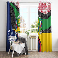 Central African Republic Window Curtain with Multicolor Tribal Design and National Emblem - Wonder Print Shop