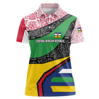 Central African Republic Women Polo Shirt with Multicolor Tribal Design and National Emblem - Wonder Print Shop