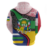 Central African Republic Zip Hoodie with Multicolor Tribal Design and National Emblem - Wonder Print Shop