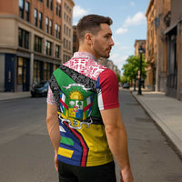 Central African Republic Zipper Polo Shirt with Multicolor Tribal Design and National Emblem - Wonder Print Shop