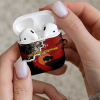 Central African Republic AirPods Case with Red Black Nature Design and Buffalo Pattern - Wonder Print Shop