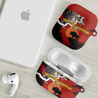 Central African Republic AirPods Case with Red Black Nature Design and Buffalo Pattern - Wonder Print Shop