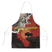 Central African Republic Apron with Red Black Nature Design and Buffalo Pattern - Wonder Print Shop