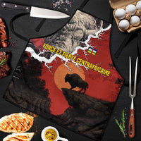 Central African Republic Apron with Red Black Nature Design and Buffalo Pattern - Wonder Print Shop
