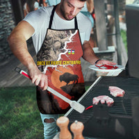 Central African Republic Apron with Red Black Nature Design and Buffalo Pattern - Wonder Print Shop