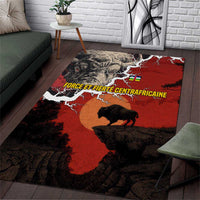 Central African Republic Area Rug with Red Black Nature Design and Buffalo Pattern - Wonder Print Shop