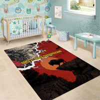 Central African Republic Area Rug with Red Black Nature Design and Buffalo Pattern - Wonder Print Shop