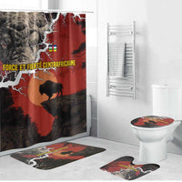 Central African Republic Bathroom Set with Red Black Nature Design and Buffalo Pattern - Wonder Print Shop