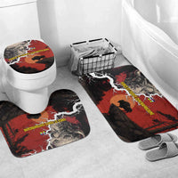 Central African Republic Bathroom Set with Red Black Nature Design and Buffalo Pattern - Wonder Print Shop