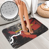 Central African Republic Bathroom Set with Red Black Nature Design and Buffalo Pattern - Wonder Print Shop