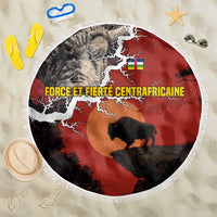 Central African Republic Beach Blanket with Red Black Nature Design and Buffalo Pattern - Wonder Print Shop