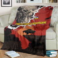 Central African Republic Blanket with Red Black Nature Design and Buffalo Pattern - Wonder Print Shop