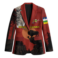 Central African Republic Blazer with Red Black Nature Design and Buffalo Pattern - Wonder Print Shop