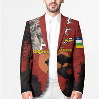 Central African Republic Blazer with Red Black Nature Design and Buffalo Pattern - Wonder Print Shop
