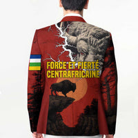 Central African Republic Blazer with Red Black Nature Design and Buffalo Pattern - Wonder Print Shop