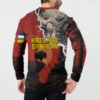 Central African Republic Button Sweatshirt with Red Black Nature Design and Buffalo Pattern - Wonder Print Shop