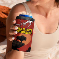Central African Republic 4 in 1 Can Cooler Tumbler with Red Black Nature Design and Buffalo Pattern - Wonder Print Shop