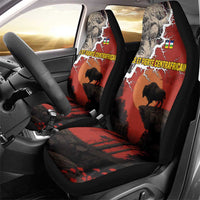 Central African Republic Car Seat Cover with Red Black Nature Design and Buffalo Pattern - Wonder Print Shop