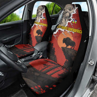 Central African Republic Car Seat Cover with Red Black Nature Design and Buffalo Pattern - Wonder Print Shop