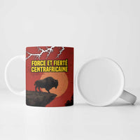 Central African Republic Ceramic Mug with Red Black Nature Design and Buffalo Pattern - Wonder Print Shop