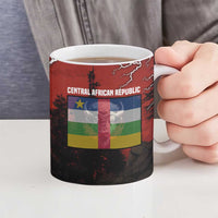 Central African Republic Ceramic Mug with Red Black Nature Design and Buffalo Pattern - Wonder Print Shop