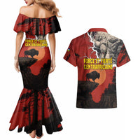 Central African Republic Couples Matching Mermaid Dress and Hawaiian Shirt with Red Black Nature Design and Buffalo Pattern - Wonder Print Shop